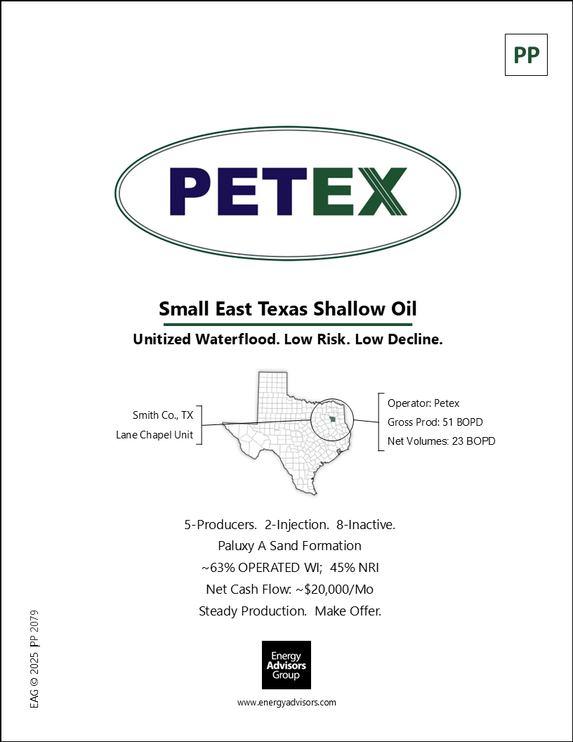 SMALL SHALLOW OIL UNIT FOR SALE - Energy Advisors Group SMALL SHALLOW OIL UNIT FOR SALE